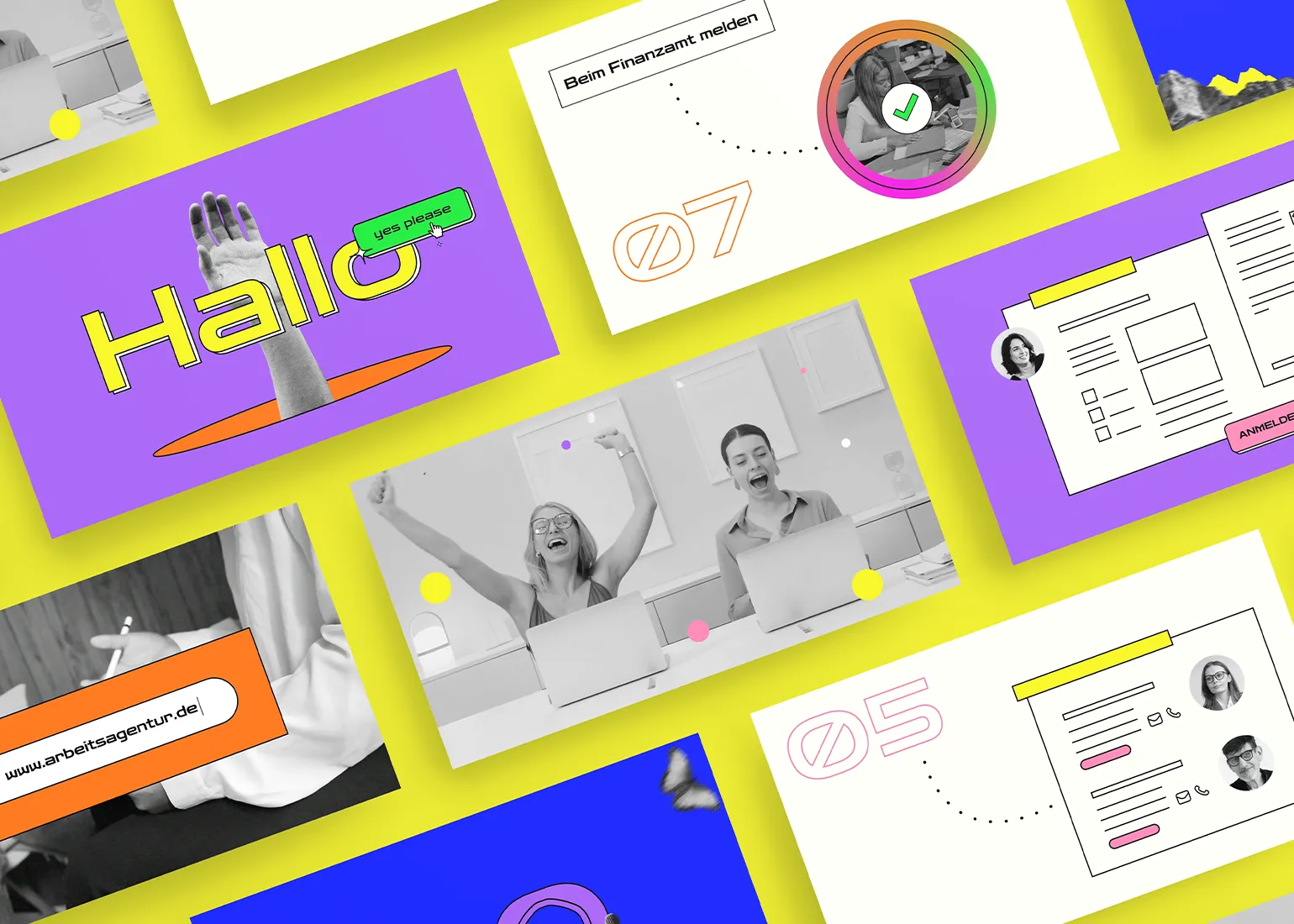 Verschiedene Szenen aus einem Erklärvideo zum Thema kreative Selbstständigkeit